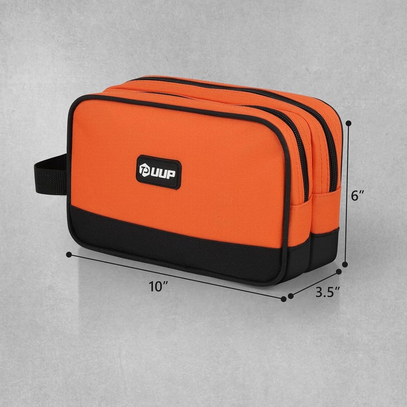 UUP 10 Inch Small Tool Bag, Zipper Tool Pouch Two Compartments Heavy Duty, Utility ToolBag with Carrying Handle, Tools Storage Organizer for Electrician Mechanic, Gift for Men Dad,Orange - Image 2